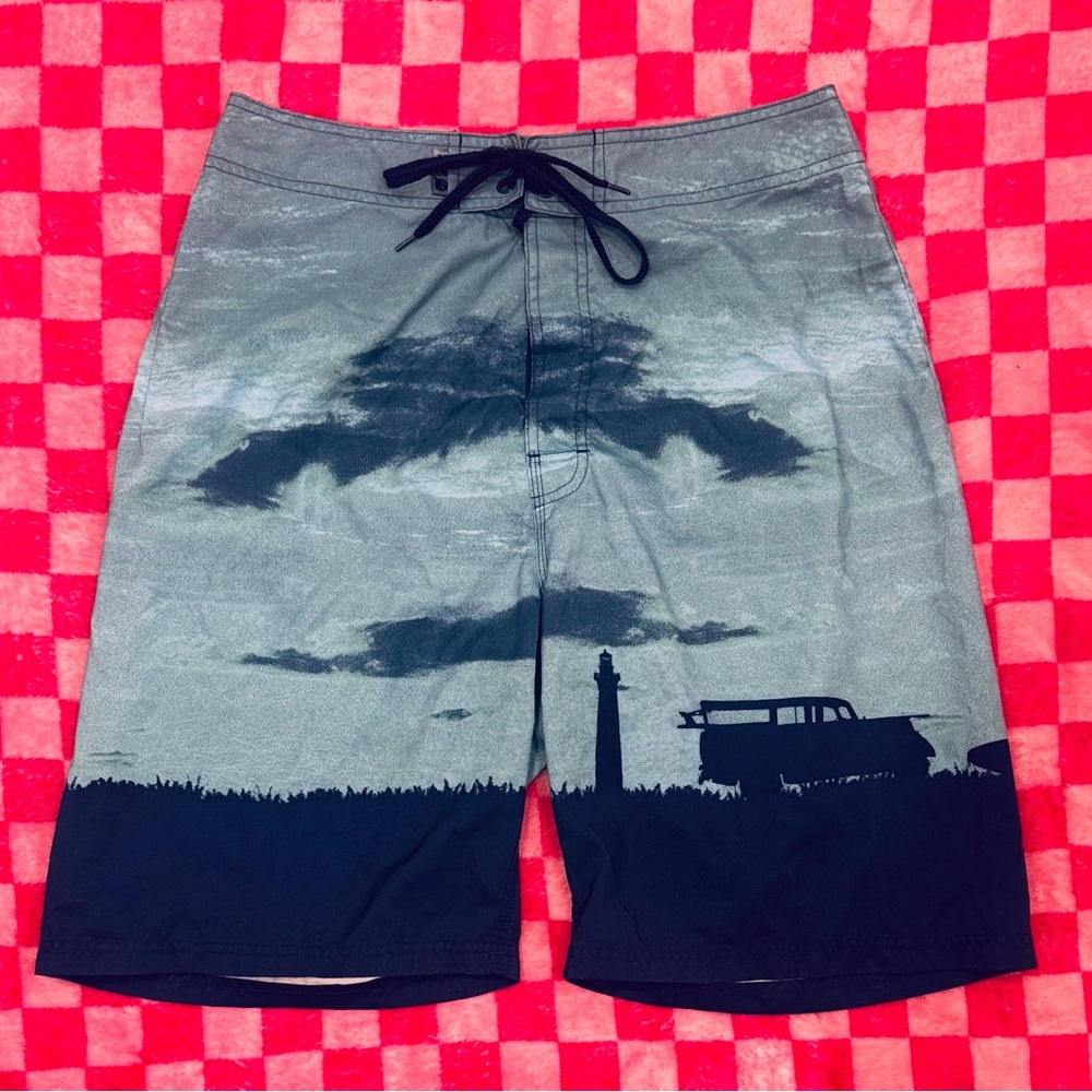 Men's Gray & Black Surf-Inspired Board Shorts
